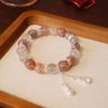 Pulsera de cristal natural de 10 mm al por mayor, con colgante de calabaza de circón hueco y fresa, estilo chino.