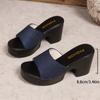 Pantuflas de Verano para Exportación con Tacón Alto, Femeninas de Mezclilla 2025 Nuevas Talla Grande Sandalias de Tacón Grueso Talla Wish43