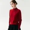 Nuevo Suéter de Cachemira para Mujer Otoño 2026, Cuello Alto Medio, Estilo Simple, Capa Base de Punto, Color Sólido, Mangas Raglán