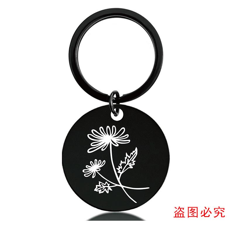 十二月份花朵黑+金圆牌钥匙扣单张图-11