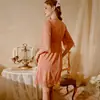 Ropa Íntima Discreta Sexy de Gama Alta Color Sólido Cuello en V Camisón Pijama Sexy Vestido Femenino Ropa Íntima Sexy 720