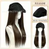 Touca para peruca feminina de peça única, novo estilo retro 2026 com franja frontal, touca para peruca de cabelo longo liso natural para o dia a dia
