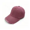 Boné de Baseball Retro Americano com Design Desgastado e Desfiado, Cor Sólida Unissex Estilo Novo, Marca Tendência Versátil e Afina o Rosto