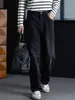 Design de Miçangas em Cores Contrastantes Jeans Lavado Grafite para Homens, Novas Calças Retas de Cintura Média para Outono e Inverno, Uso Diário para o Trabalho