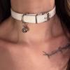 Bell Black Belt Buckle Choker Daily All-match Preto Couro Colarinho Bell Pescoço Curto Corrente