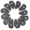 Fundas para Palos de Golf Cubiertas para Cabezas de Hierro de Golf de Cuero PU Tapas para Cabezas de Clubes 12 piezas/set