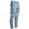 Em estoque 2026 Novo jeans masculino europeu e americano transfronteiriço com bolsos laterais, jeans skinny skinny elástico