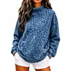 Moda cruzada europea y americana para mujer 2026, nueva sudadera con estampado de leopardo y cuello alto para mujer, estilo vintage casual suelto de manga larga para otoño e invierno