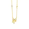 Collar de Zirconia Brillante con Lazo para Mujer, Chapado en Oro, Diseño de Nicho de Lujo Ligero, Accesorio de Cadena para Clavícula, Regalo de Cumpleaños para Novia