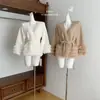 Cárdigan Abrigo de Punto con Piel de Zorro Otoñal para Mujer de Longitud Media Ceñido a la Cintura Suéter Blanco