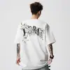 Camiseta de Verano para Hombre Estilo Americano, Resistente, Fresca, de Media Manga, con Bordado Floral de Moda, Top Holgado de Manga Corta
