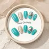 TikTok Venda Quente Unhas Usáveis Feitas à Mão de Cor Sólida Menta, Manchas Branqueadoras Olho de Gato Pedraria Estilo Luxo Leve Arte de Unhas Pontas de Unha