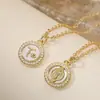 Cadena para Clavícula Vintage de Mujer Más Vendida Transfronteriza Aogu, Collar con Colgante Redondo Geométrico de Cobre Chapado en Oro de 18K con Circonita