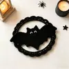 Posavasos de ganchillo hechos a mano para Halloween, calabaza, fantasma, monstruo, tapetes aislantes de lana, decoración de mesa festiva, posavasos