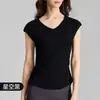 Top de Yoga Solto de Modal para Mulheres 2026 Novo Verão Camiseta de Yoga com Decote V com Design Franzido para Efeito Emagrecedor, Roupa Esportiva de Manga Curta