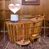 Bañera de Madera para Adultos, Tina de Baño para Cuerpo Completo en Casa, Baño de Vapor Sauna, Baño Yao, Bañera de Madera Maciza para Salón de Belleza