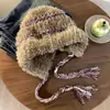 Gorro de Lana Tejido a Crochet Hecho a Mano para Mujer 2025 Nuevo Invierno Peludo Cálido Adelgazante Facial Gorro Tejido Gorro de Pescador Tubular