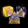 Adorno de Pirámide de Bola de Cristal Natural, Pieza de Decoración para el Hogar de Grava de Cristal Recubierta de Resina, En Caja