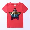 Roupas infantis TikTok mesmo estilo meninos e meninas Camiseta de manga curta com lantejoulas que mudam de cor T-shirt de verão para crianças médias e grandes peça única entrega