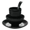 Configuración de Mesa para Restaurante Hot Pot Juego de Cuatro Piezas de Plástico Negro Imitación Porcelana Vajilla de Melamina para Hotel Restaurante Restaurant Comercial