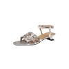 Sandalias Elegantes Francesas de Tacón Kitten con Corte en Piel de Cabra 2025 Verano Tacón Grueso Medio Punta Cuadrada Punta Abierta Hebilla Cuero Genuino para Mujer