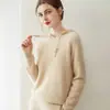 Nuevo suéter cálido de cachemir puro de ajuste holgado para otoño e invierno para mujer, sudadera con capucha de cachemir de cabra, suéter de punto de estilo casual de moda