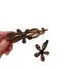Nuevo Pinza de Pico de Pato con Estampado de Leopardo y Flores para Mujer, Pinza Lateral de Cabello de Alta Gama sin Costuras, Versátil Pinza para Flequillo de Cabello Roto Accesorio para el Cabello