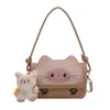 [Gatinho de Pão Assado] Nova Bolsa Doce Fofa para Mulheres Linda Bolsa de Mão Exquisito Urso Boa Bolsa Transversal de Ombro