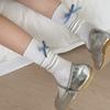Calcetines de Ballet con Tacón de Viento y Lazo para Zapatos de Media Caña para Mujer, Ins, Tendencia Estilo Japonés, Primavera y Verano, Zapatos Delgados de Cuero, Calcetines JK