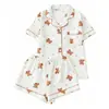 Europa 2026 Verano Conjunto de Pijama de Burbuja Crepé para Mujer Manga Corta Simple Azul Ropa de Casa Venta Directa de Fábrica