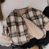 Abrigo de Lana a Cuadros para Niños Estilo Coreano Nuevo Estilo Abrigo de Lana Otoño e Invierno Abrigo de Algodón Grueso Casual para Bebé