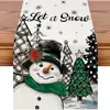 Navidad Santa Claus Americano Muñeco de Nieve Camino de Mesa Mantel de Lino Estampado Camino de Mesa Decoración Navideña Tela para Camino de Mesa Bandera de Mesa de Café