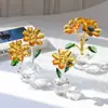 Girasol de cristal para escritorio de coche transfronterizo para niñas corazón estudiantes regalo día de graduación adornos de flores amarillas pequeñas