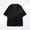 Camiseta Henley de Punto para Hombre Verano Estilo Old Money Texturizado Estilo Pareja Manga Corta Parte Superior Estilo Americano Puntada de Contraste