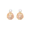 Estilo Ins Coreano Personalidad Moda Fresco Doble Uso Hueco Nido de Pájaro Metal Geométrico Tejido Envuelto Pendientes de Perla para Mujeres