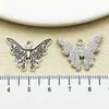 20 Pingentes de Borboleta Estéreo de Liga Metálica com Recorte de Inseto em Prata Antiga Acessórios para Pulseira Chaveiro DIY Caseiro