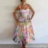 Nuevo vestido de tirantes casual, elegante y con estilo, estampado digital transfronterizo para mujer, vestido de verano