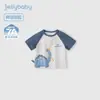 [Preço de Liquidação] Camiseta de Manga Curta para Meninos, Blusa Fofa de Dinossauro para Crianças Pequenas, Roupa de Verão para Bebê, Roupas de Verão Infantis Color Block