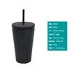 Vaso Sencillo con Popote, Verano Bebida Fría Jugo Refresco, Vaso de Agua de Plástico Portátil de Baja Capacidad, Exclusivamente para Venta Transfronteriza