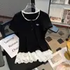 Camiseta de Manga Corta con Encaje Estilo Ballet para Mujer en Verano, Corte Slim, Top Chic Único y Super Lindo