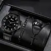 Reloj de Pulsera de Cuero con Pedrería, Calendario Romano y Reloj de Cuarzo con Set de Joyería de Cruz, Nuevo Transfronterizo 2026