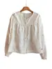 Camisa bordada con encaje danés en relieve para mujer, colección otoño 2026, diseño de nicho, top de manga larga estilo francés 1621 Siyuan