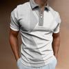 Camisa Polo Masculina Transfronteiriça Camisa Polo Masculina com Zíper Camiseta Casual de Manga Curta Estampa Digital Masculina Camiseta Masculina Comércio Exterior