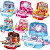 Casa de juegos genuina de Disney para niños, juguete, cosméticos para niñas, tocador portátil, pelo de princesa Frozen