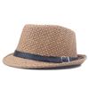 Sombrero de jazz para hombre, de cuero rizado, con hebilla, parasol, protector solar de verano, transpirable, de paja, para playa y pareja.