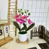 Película de Impresión Transfronteriza Dos Phalaenopsis de 4 flores Bonsái Decoración para el Hogar Sala de Estar Decoración de Jardín Flor Simulada Planta en Maceta