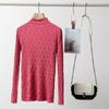 Outono e Inverno 2024 Nova Moda Elegante Gola Média Alta Suéter Interno Base Tricô Top para Mulheres