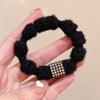 Otoño e Invierno Maillard felpa cuerda para el cabello anillo para el cabello ins cuerda para el cabello de diamantes de imitación cuadrados de alta gama no daña el cabello banda elástica accesorios para el cabello femeninos