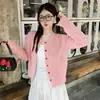 Cardigã vermelho para mulheres, modelo novo 2026, casaco suéter de primavera extremamente estiloso, top de outerwear vintage