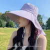 Sombrero de Sol de Ala Ancha para Protección del Cuello, Sombrero de Pescador de Ala Ancha para Exteriores con Chal, Sombrero de Sol Versátil Transpirable de Moda de Verano para Mujeres